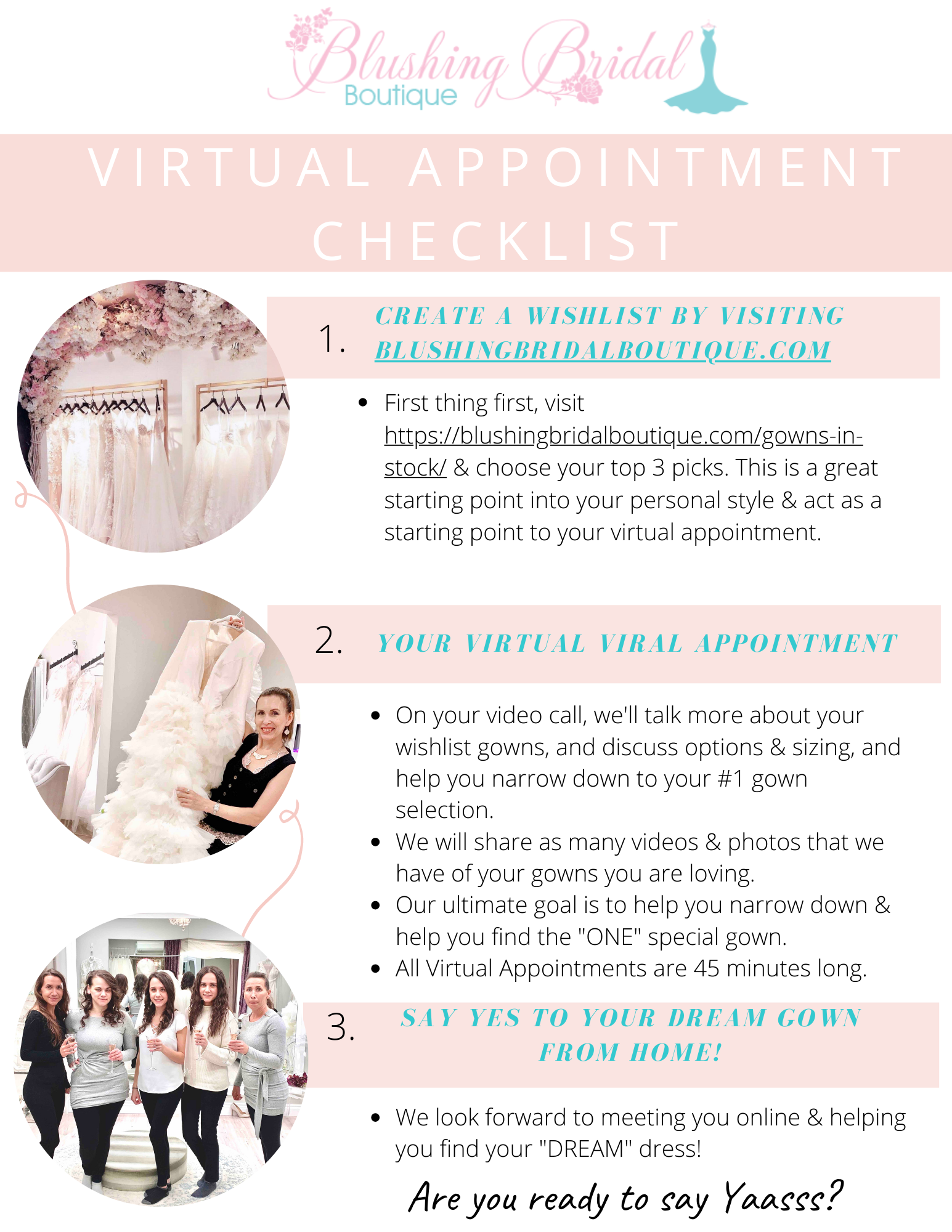 Blushing Bridal Boutique Virtual Appointments